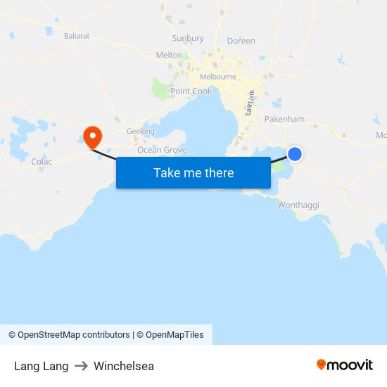 Lang Lang to Winchelsea map