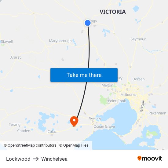 Lockwood to Winchelsea map