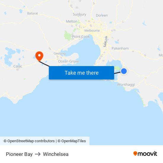 Pioneer Bay to Winchelsea map