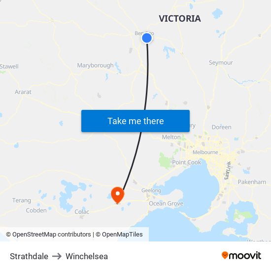 Strathdale to Winchelsea map