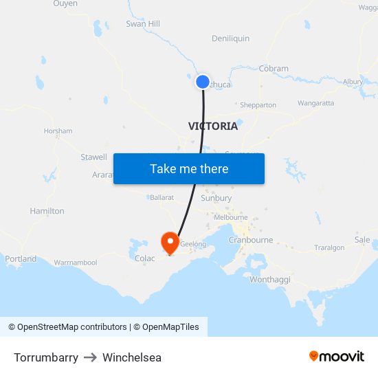 Torrumbarry to Winchelsea map