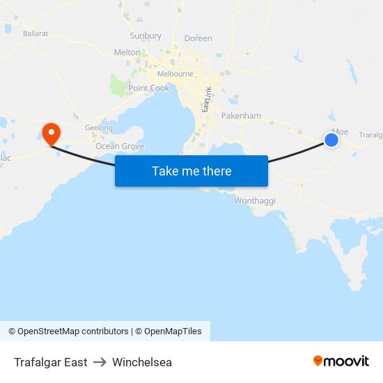 Trafalgar East to Winchelsea map