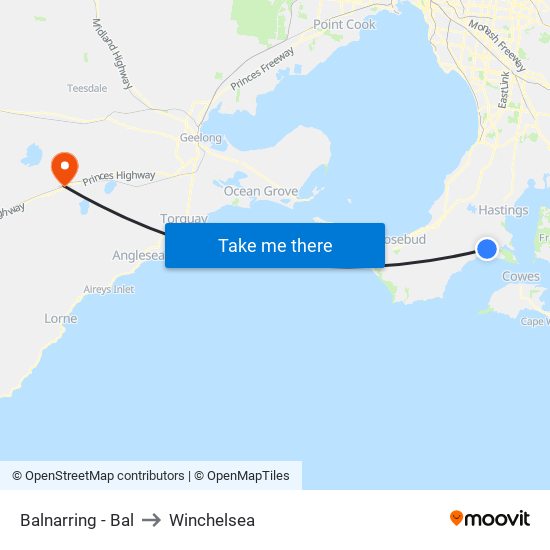 Balnarring - Bal to Winchelsea map