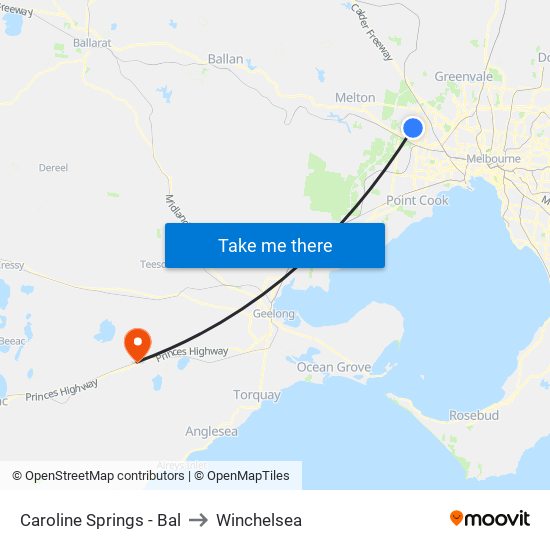 Caroline Springs - Bal to Winchelsea map