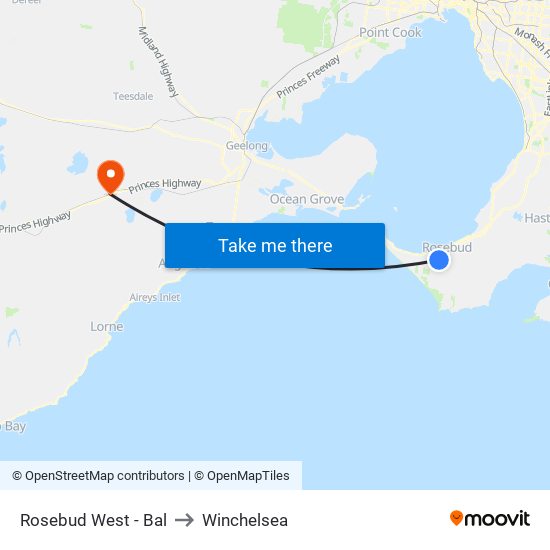 Rosebud West - Bal to Winchelsea map