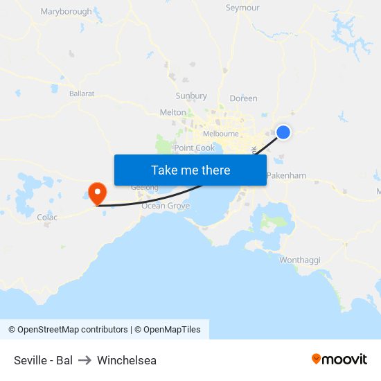 Seville - Bal to Winchelsea map