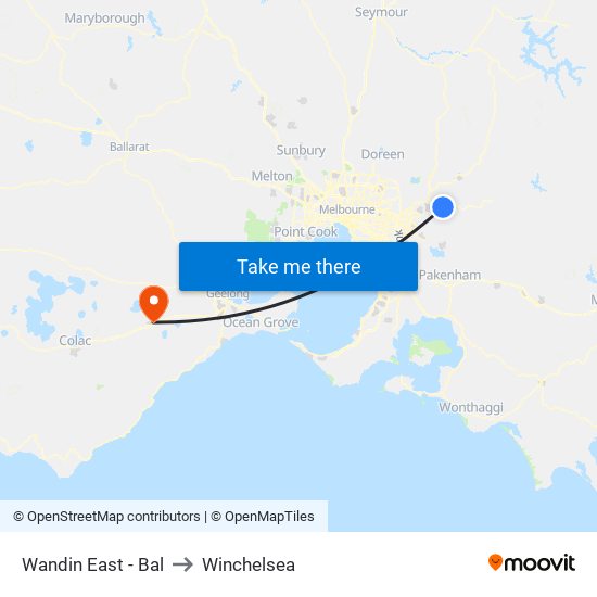 Wandin East - Bal to Winchelsea map