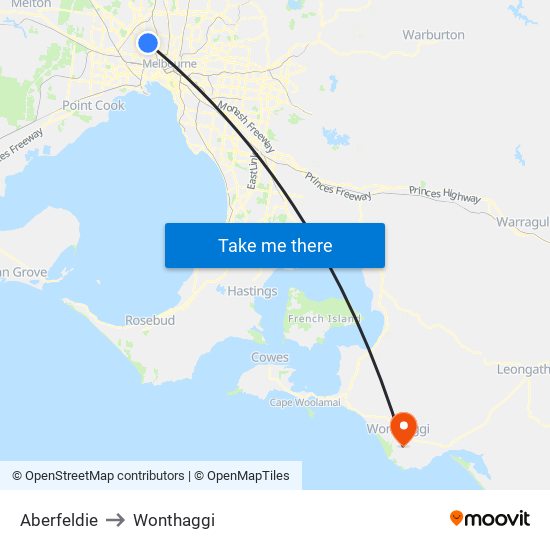 Aberfeldie to Wonthaggi map