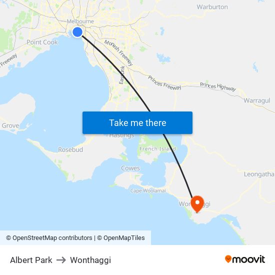 Albert Park to Wonthaggi map