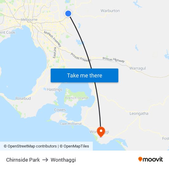 Chirnside Park to Wonthaggi map