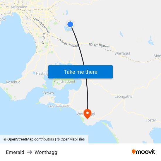 Emerald to Wonthaggi map