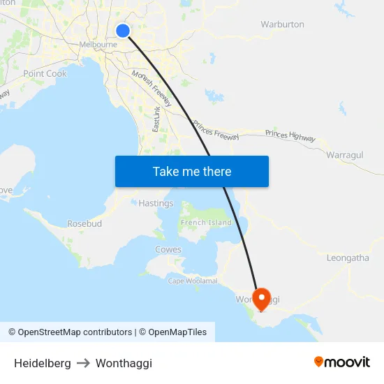 Heidelberg to Wonthaggi map