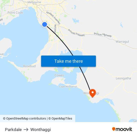 Parkdale to Wonthaggi map
