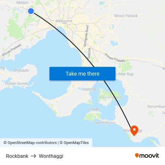 Rockbank to Wonthaggi map
