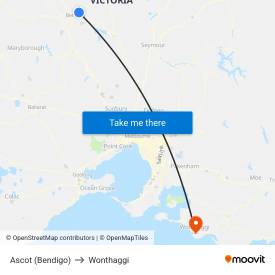 Ascot (Bendigo) to Wonthaggi map
