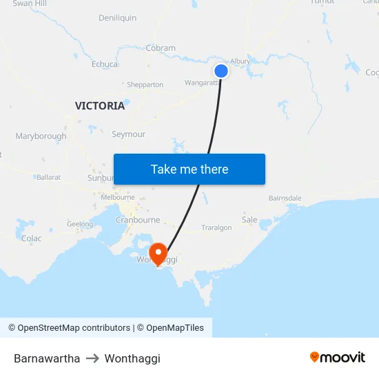 Barnawartha to Wonthaggi map