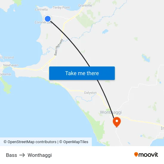 Bass to Wonthaggi map