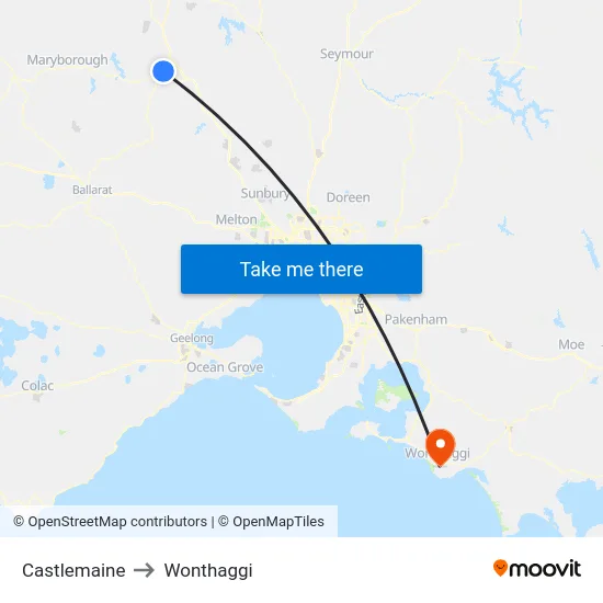 Castlemaine to Wonthaggi map