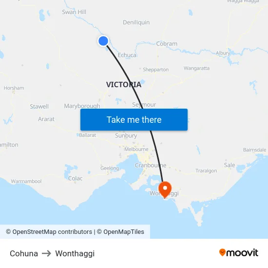 Cohuna to Wonthaggi map