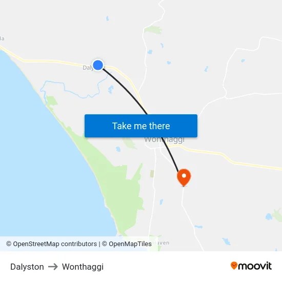 Dalyston to Wonthaggi map