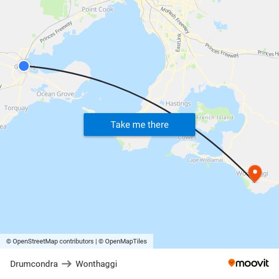 Drumcondra to Wonthaggi map