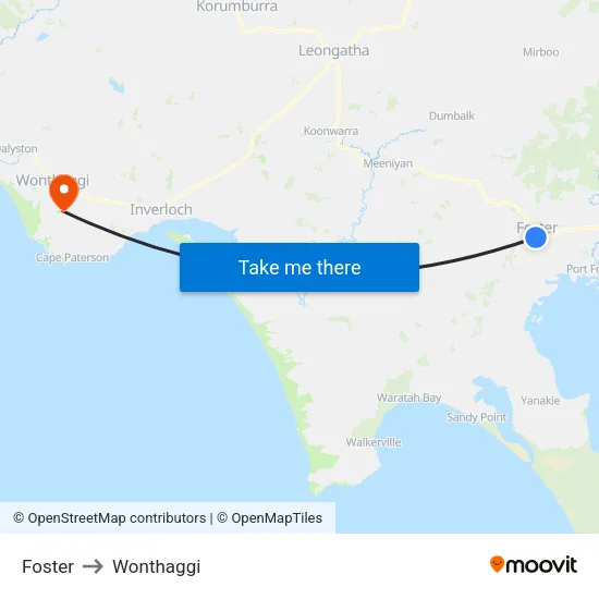 Foster to Wonthaggi map