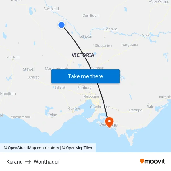 Kerang to Wonthaggi map
