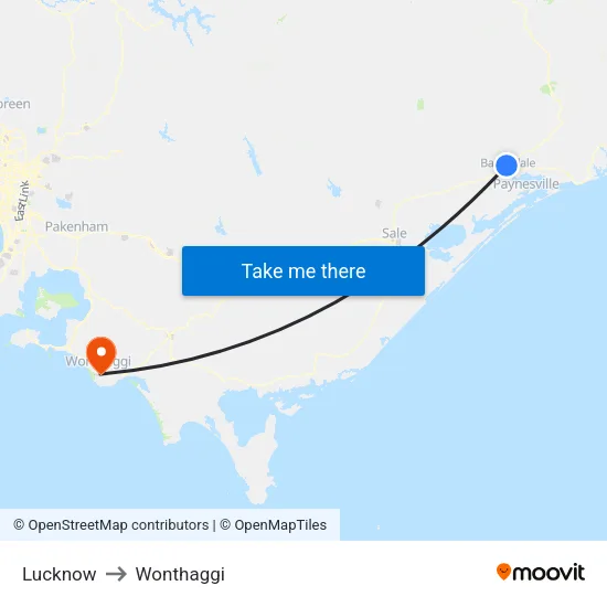 Lucknow to Wonthaggi map