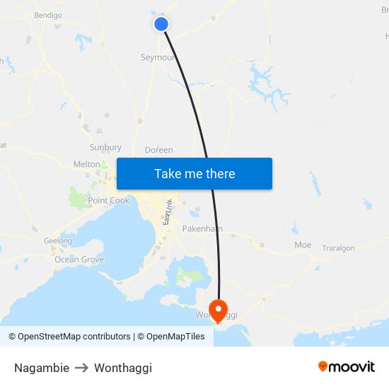 Nagambie to Wonthaggi map