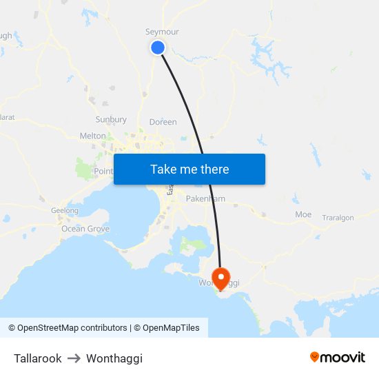 Tallarook to Wonthaggi map
