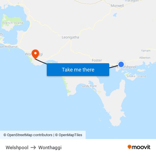 Welshpool to Wonthaggi map