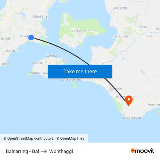 Balnarring - Bal to Wonthaggi map