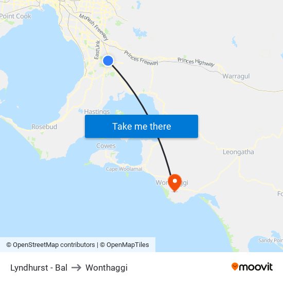 Lyndhurst - Bal to Wonthaggi map