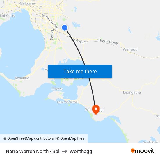 Narre Warren North - Bal to Wonthaggi map