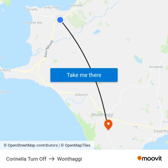 Corinella Turn Off to Wonthaggi map