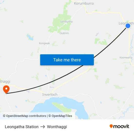 Leongatha Station to Wonthaggi map