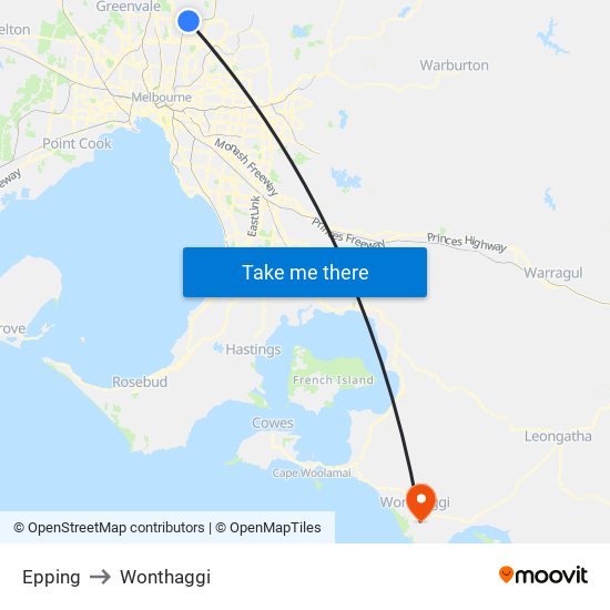 Epping to Wonthaggi map