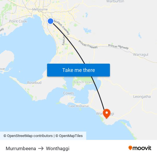 Murrumbeena to Wonthaggi map