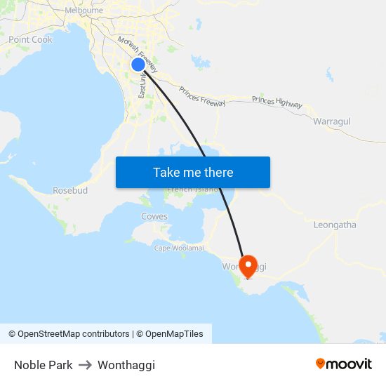 Noble Park to Wonthaggi map