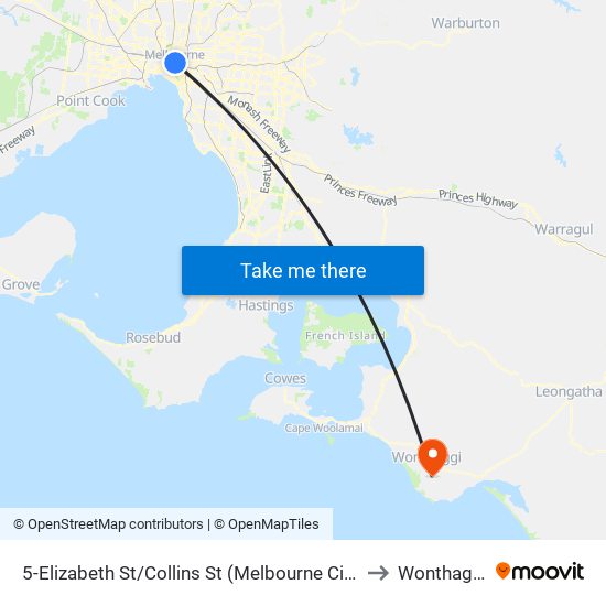 5-Elizabeth St/Collins St (Melbourne City) to Wonthaggi map