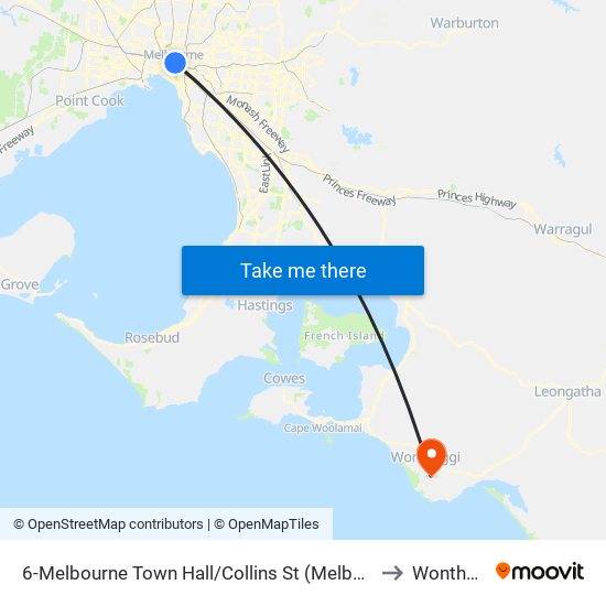 6-Melbourne Town Hall/Collins St (Melbourne City) to Wonthaggi map