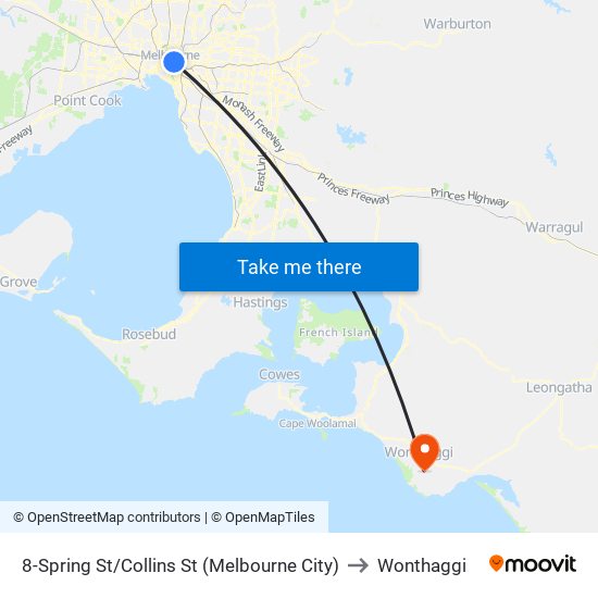 8-Spring St/Collins St (Melbourne City) to Wonthaggi map