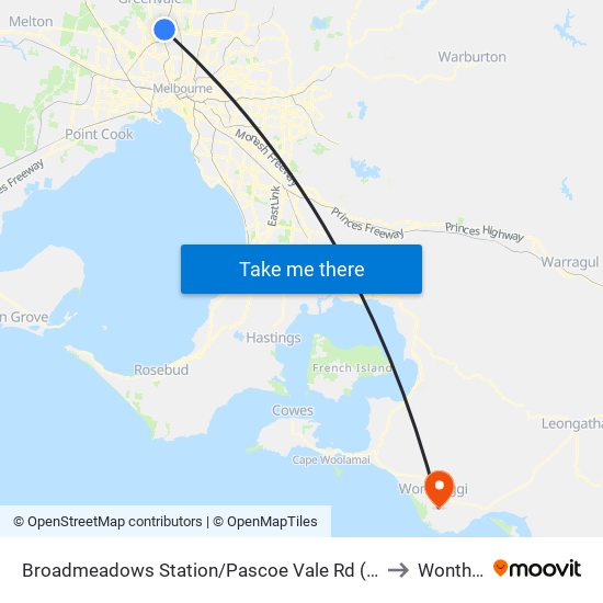 Broadmeadows Station/Pascoe Vale Rd (Broadmeadows) to Wonthaggi map