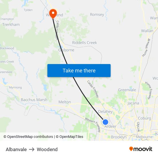 Albanvale to Woodend map