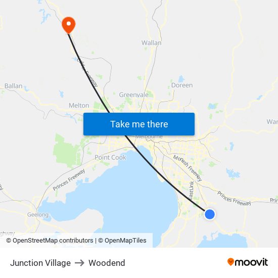 Junction Village to Woodend map