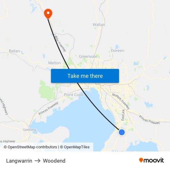 Langwarrin to Woodend map
