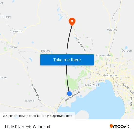 Little River to Woodend map