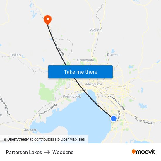 Patterson Lakes to Woodend map