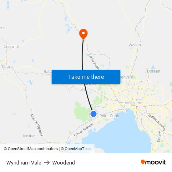 Wyndham Vale to Woodend map