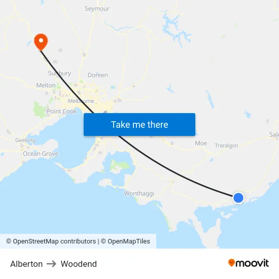 Alberton to Woodend map
